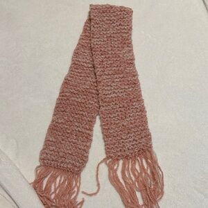 Cozy Pink and White Knit Scarf